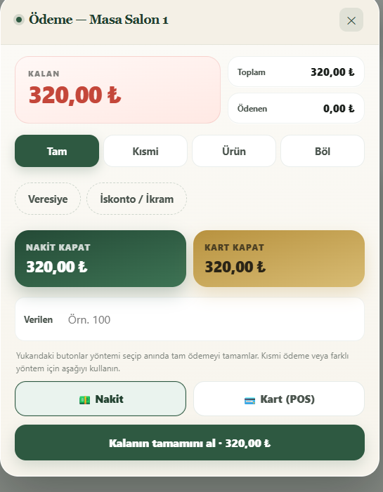 Ödeme. Tam hesap kapanır